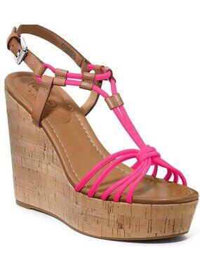 Coach Georgina Wedge Sandals – Hot Pink | Size 6